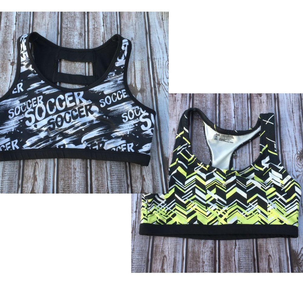Justice girls sports bras  size 36; lot of 2; soccer